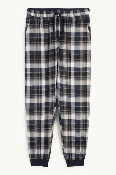 Bărbați - Pantaloni de pijama din flanel - în carouri - albastru închis