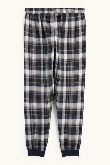 Bărbați - Pantaloni de pijama din flanel - în carouri - albastru închis