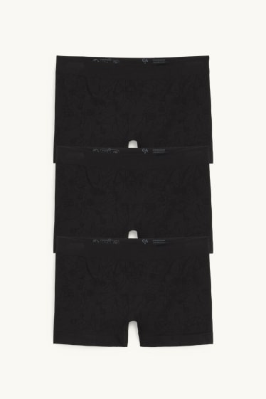 Women - Multipack of 3 - hipster - seamless - floral - black