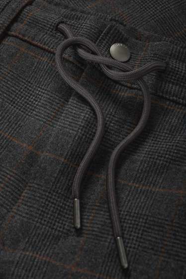 Pánské - Kalhoty chino - tapered fit - kostkované - tmavošedá