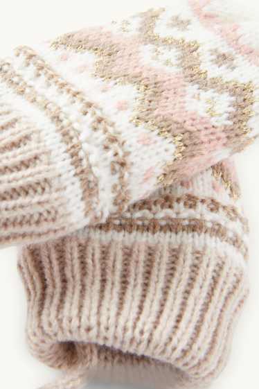 Neonate - Muffole in maglia per neonati - fantasia - beige