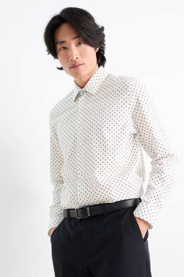 Herren - Hemd - Regular Fit - Kent - Minimal-Print - strukturiert - weiß