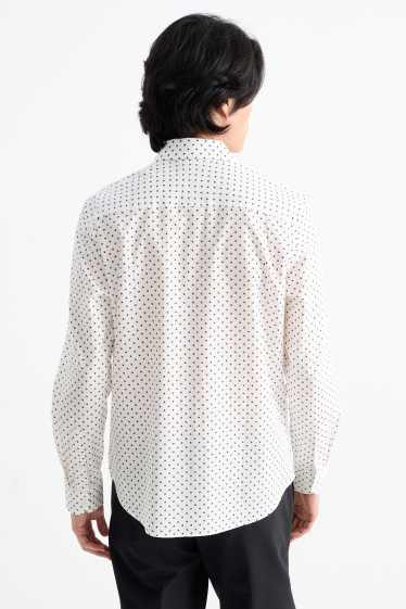 Herren - Hemd - Regular Fit - Kent - Minimal-Print - strukturiert - weiß