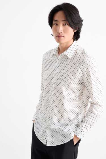 Herren - Hemd - Regular Fit - Kent - Minimal-Print - strukturiert - weiß