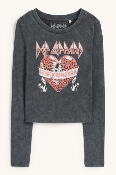 Femmes - Haut court à manches longues - Def Leppard - gris anthracite