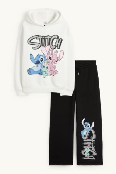 Enfants filles - Lilo & Stitch - ensemble - sweat à capuche et pantalon de jogging - 2 pièces - blanc