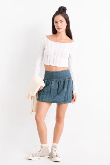 Femei - Fustă mini din denim - denim-albastru