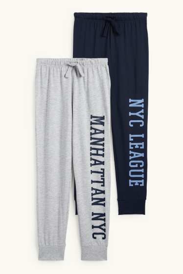 Enfants garçons - Lot de 2 - bas de pyjama - gris clair / bleu foncé