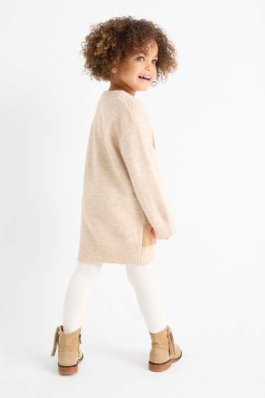 Enfants filles - Chevaux - ensemble - robe de maille et collants - 2 pièces - marron clair