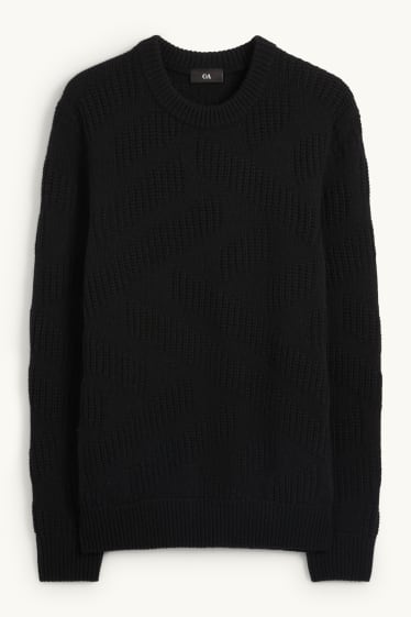 Home - Jersei - mescla de llana - texturat - negre
