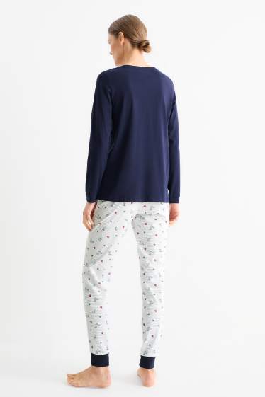 Damen - Pyjama - dunkelblau