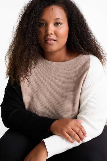 Damen - Pullover - gerippt - beige