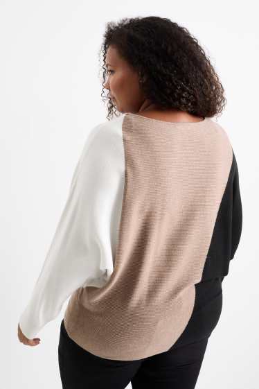 Damen - Pullover - gerippt - beige