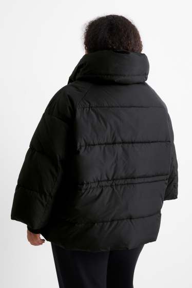Women - Quilted jacket with hood - black