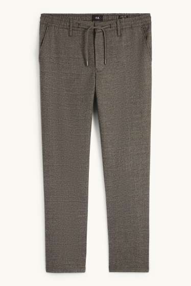 Hommes - Chino - slim fit - à carreaux - marron foncé