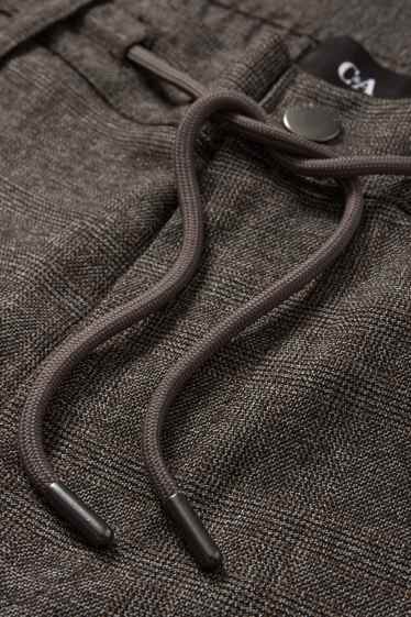 Hommes - Chino - slim fit - à carreaux - marron foncé