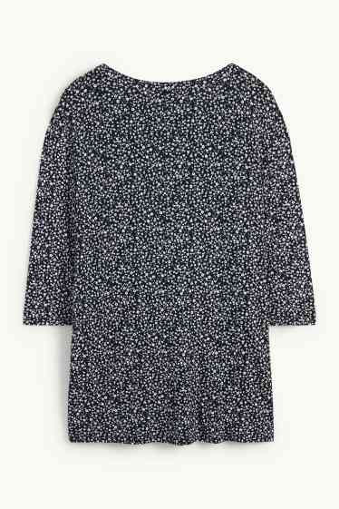 Damen - Langarmshirt - geblümt - schwarz