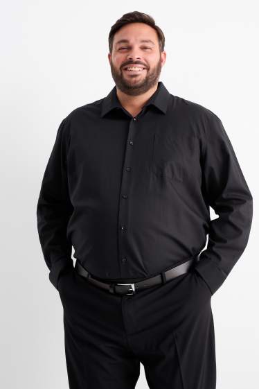 Hommes - Chemise - regular fit - col kent - facile à repasser - noir