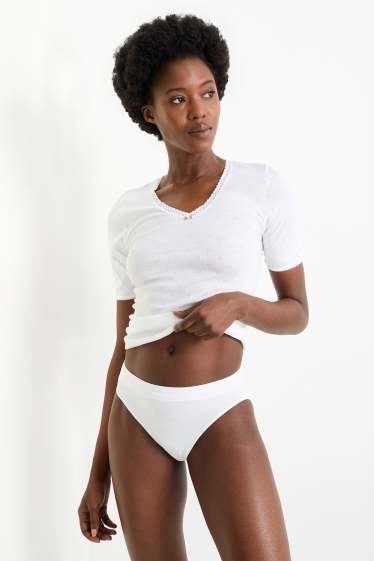 Dames - Set van 3 - slip - naadloos  - wit