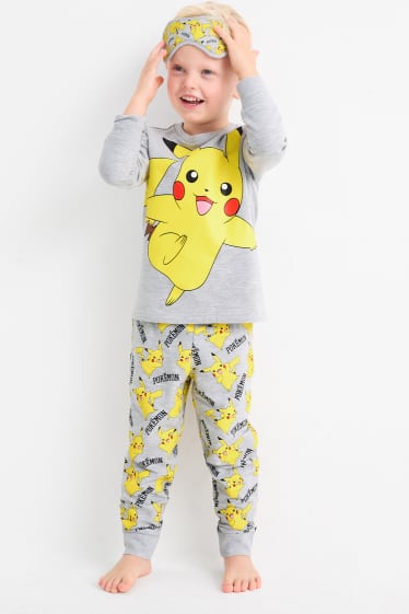 Enfants garçons - Pokémon - ensemble - pyjama et masque de repos - 3 pièces - gris clair