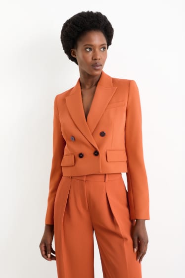 Femei - Blazer crop - regular fit - portocaliu închis