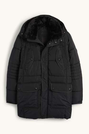 Home - Jaqueta embuatada amb caputxa - impermeable - negre