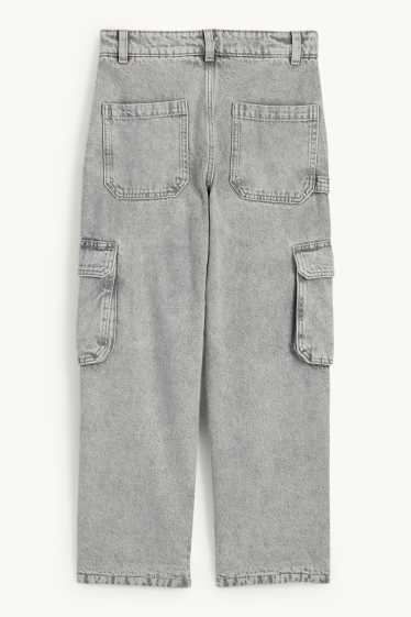 Kinderen: jongens - Cargo jeans - thermojeans - jeanslichtgrijs