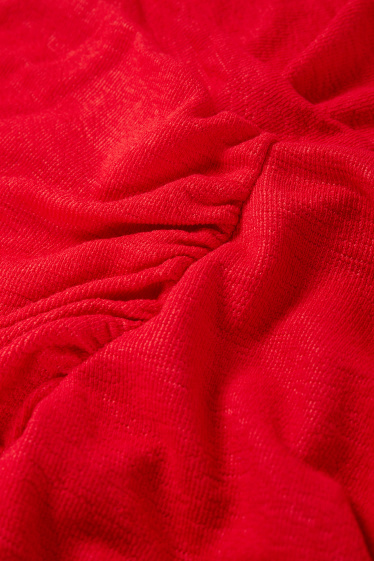 Femmes - Haut à manches longues - texturé - rouge