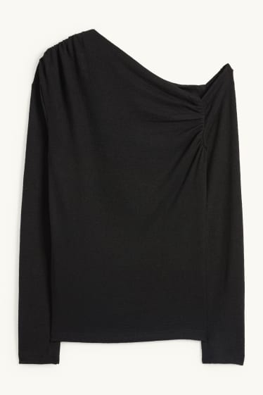 Dona - Samarreta de màniga llarga - texturada - negre