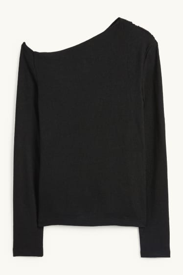 Dona - Samarreta de màniga llarga - texturada - negre