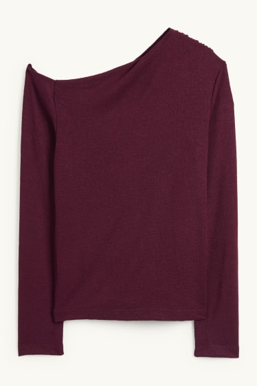 Women - Long sleeve top - textured - purple