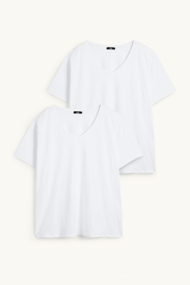 Women - Multipack of 2 - V-neck T-shirt - LYCRA® - white