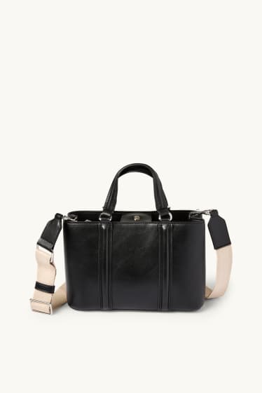 Donna - Borsa a tracolla con spallaccio staccabile - similpelle - nero