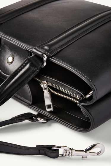 Donna - Borsa a tracolla con spallaccio staccabile - similpelle - nero