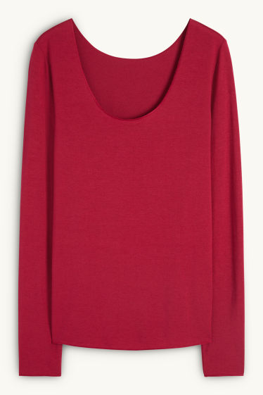 Dames - Ondershirt met kasjmiergehalte - donker rose