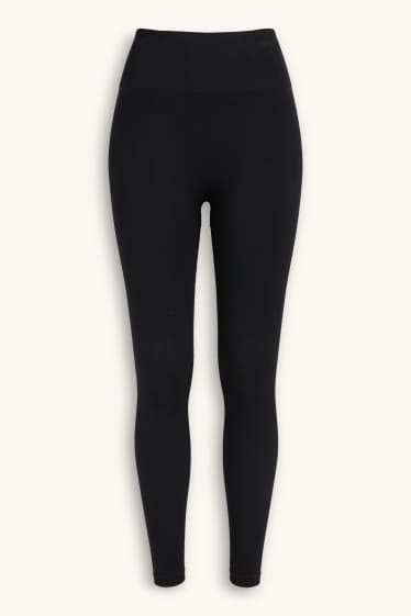 Donna - Leggings tecnici - senza cuciture - tramati - protezione UV - nero