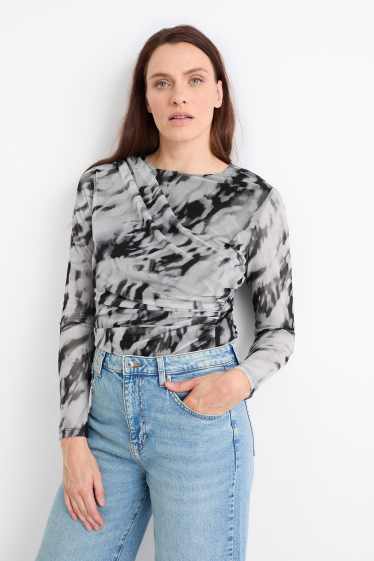 Dames - Longsleeve - met patroon - grijs