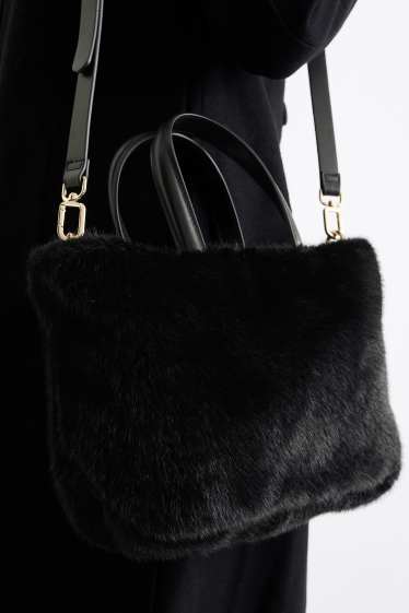Damen - Großer Shopper mit abnehmbarem Taschengurt - schwarz