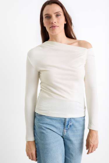 Dona - Samarreta de màniga llarga - texturada - blanc