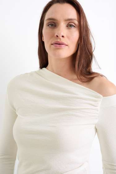 Dona - Samarreta de màniga llarga - texturada - blanc