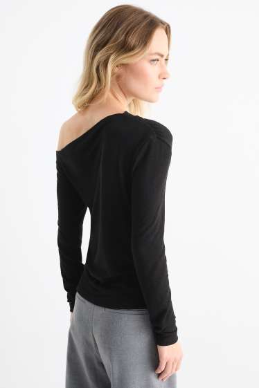 Dona - Samarreta de màniga llarga - texturada - negre