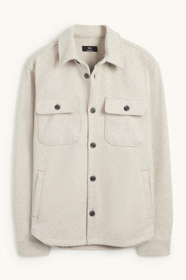 Hommes - Veste-chemise - relaxed fit - col kent - beige clair