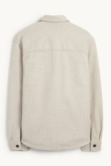 Hommes - Veste-chemise - relaxed fit - col kent - beige clair