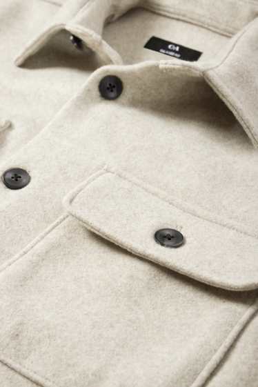 Hommes - Veste-chemise - relaxed fit - col kent - beige clair