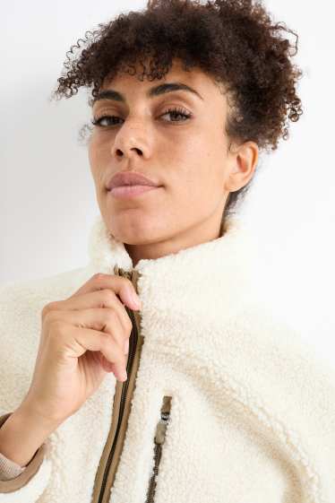Damen - Teddy-Fleecejacke - cremeweiß