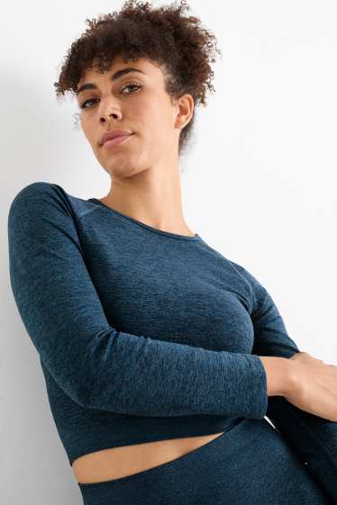 Women - Cropped technical T-shirt – UV protection - dark blue