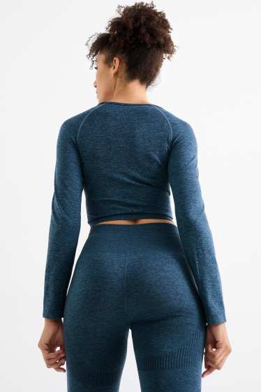 Women - Cropped technical T-shirt – UV protection - dark blue