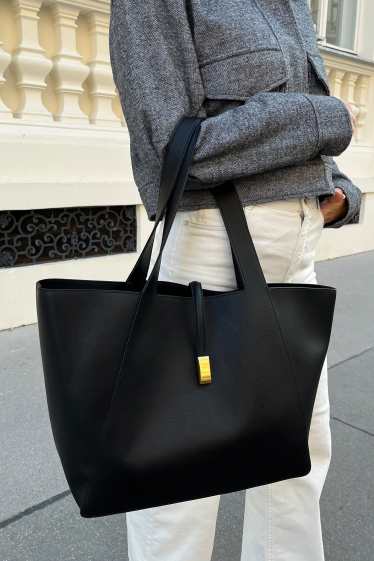 Damen - Shopper - Lederimitat - schwarz