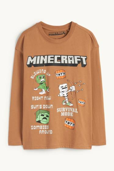 Bambini - Minecraft - maglia a maniche lunghe - marrone