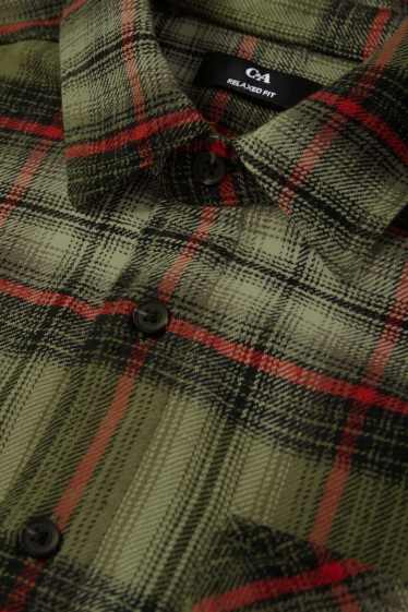 Hommes - Chemise en flanelle - relaxed fit - col kent - à carreaux - vert